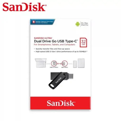 SanDisk 32GB Ultra Dual Drive Go USB Type-C Flash Drive