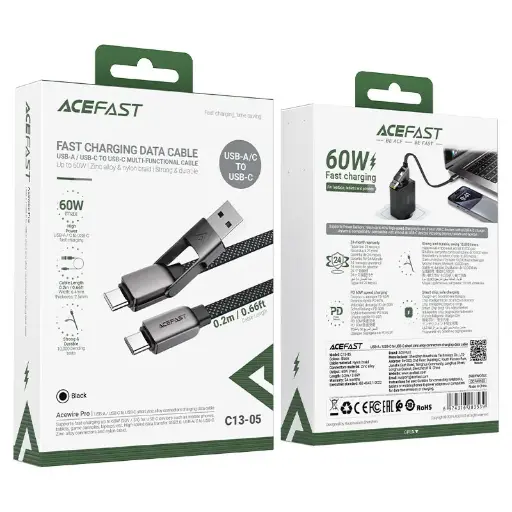 [C13-05] ACEFAST 60W CABLE TYPE C 0.2M C13-05