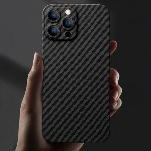 IPHONE CASE LEATHER CARBON FIBER 14 TO 16