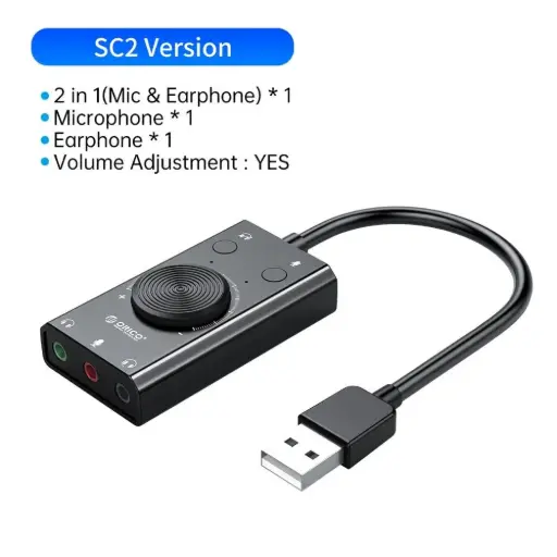 Sound card USB, 1 headset + 1 mic + 1 combo 4pin out, ORICO SKT3