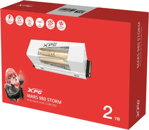 XPG MARS 980 STORM Gen5 PCIe M.2 SSD – Up to 14,000MB/s Read Hybrid Liquid-Fan Cooling