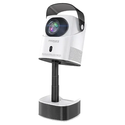 Promate Beamer-A250 4K Ultra HD Wireless LCD Projector with Built-In Speaker & Monopod Stand