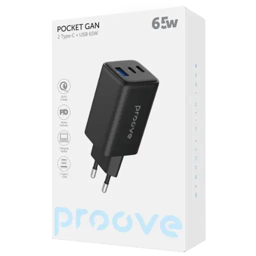Proove Wall Charger Pocket GaN 65W 2 Type-C + USB