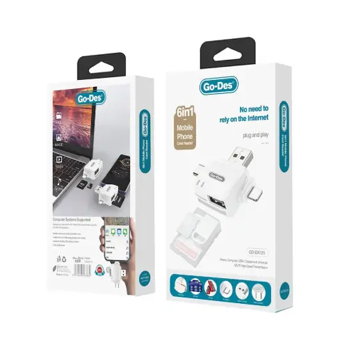 Go Des GD-DK121 6 in 1 OTG Memory Card Reader