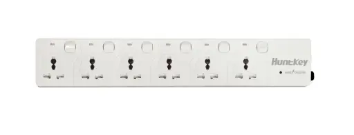 HUNTKEY DTE604 3M 6-Outlet Universal Power Strip with Individual Switches