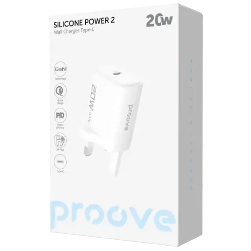 Proove Wall Charger Sillicon Power 2  20W  (Type-C + USB) + CABLE Type-C TO Type-C (شاحنة)