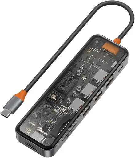 [NQ2492] WIWU CB007 TRANSPARENT 7 IN 1 CYBER USB-C HUB
