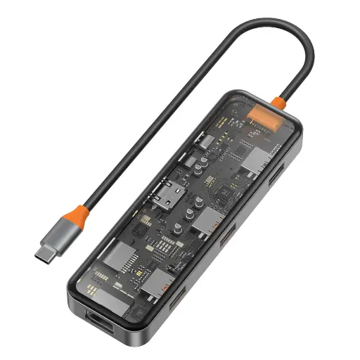 [NQ2493] WIWU CB008 TRANSPARENT 8 IN 1 CYBER USB-C HUB
