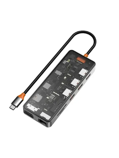 [NQ2494] WIWU CB011 TRANSPARENT11 IN 1 CYBER USB-C HUB