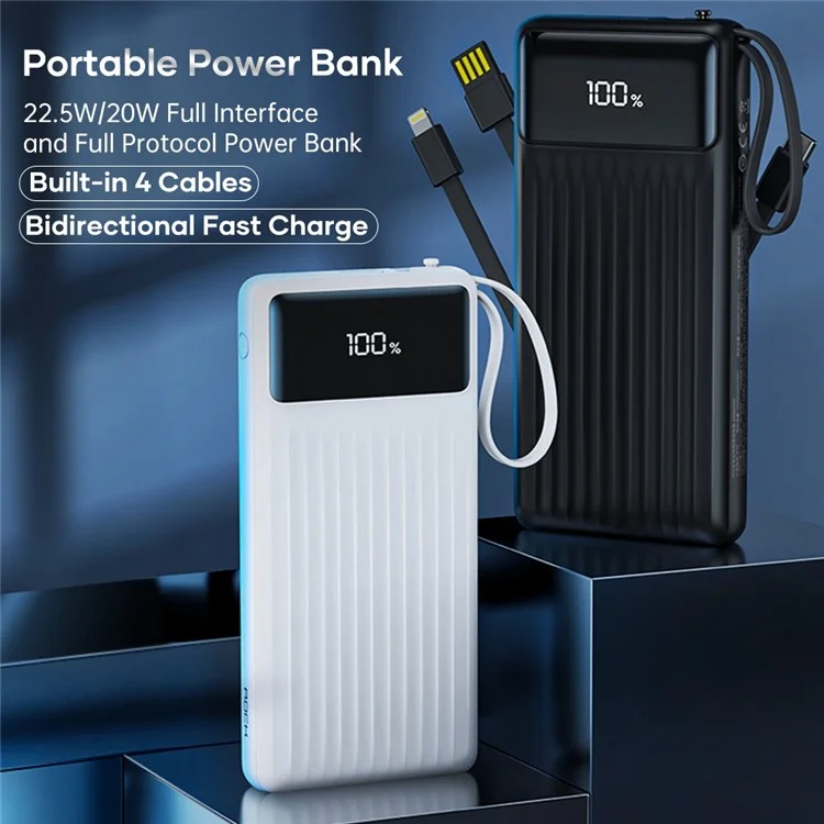 [NQ2080] ROCK P79 Fast Charger Power Bank with 4 Cable 10000mAh Portable Powe