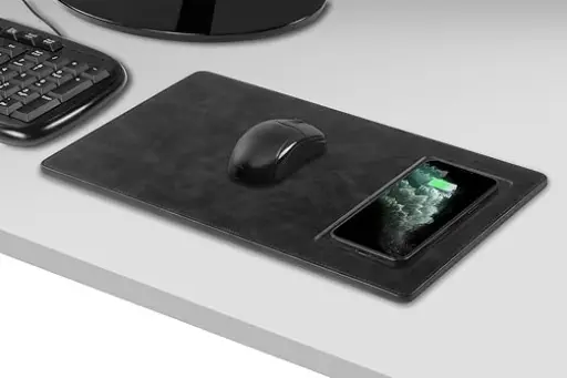 [NQ1997] Powerology PU Leather Qi Wireless Charging Mouse Pad 10W, Case-Friendly, Fast Wireless
