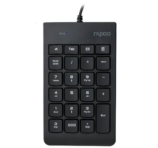 [NQ2043] RAPOO K10 Wired Numeric NumberPad Keyboard - Spill Resistant Design, Laser Carved Keycap, Spill