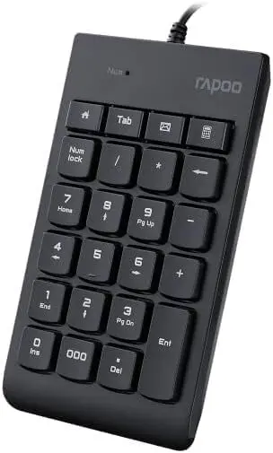[NQ2043] RAPOO K10 Wired Numeric NumberPad Keyboard - Spill Resistant Design, Laser Carved Keycap, Spill