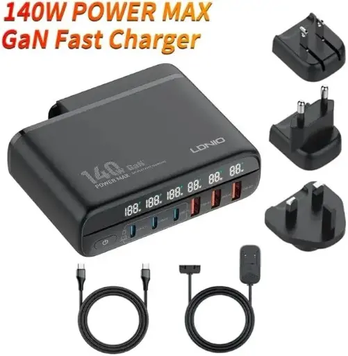 [NQ1248] A6140C 140W GaN USB C Charger Block 6 Port LED USB C Charging Station Hub Block Wall Charger Power