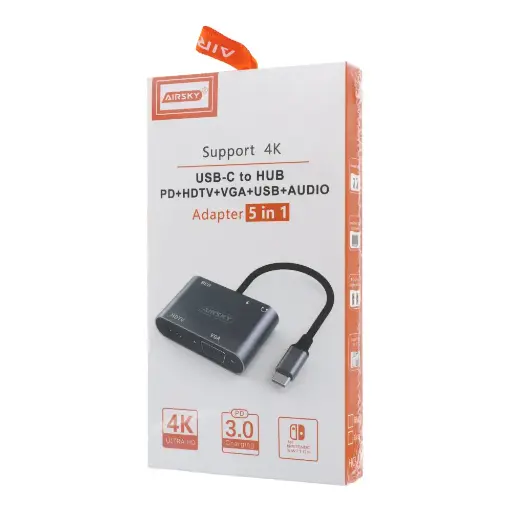 [NQ164] Airsky USB-C To HDTV To Hub Adapter 5 In 1 (HC-11) 