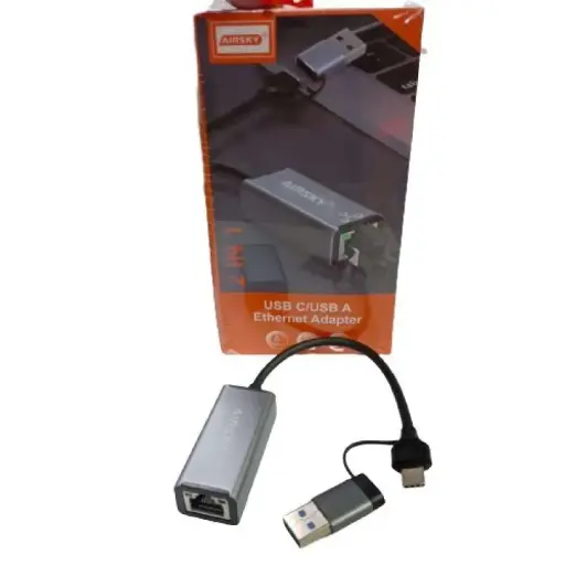 [NQ165] Airsky Usb C Usb A Ethernet Adaptor 100 2 In 1 10-100-1000M HC-72Q