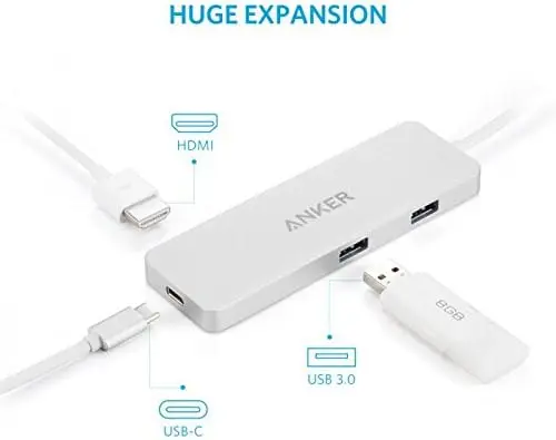 [NQ240] Anker USB-C HUB WITH HDMI AND POWER DELIVERY, White 