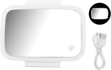 [NQ358] BASEUS Delicate Queen Car Makeup Mirror LED Car Interior Cosmetic Mirror – White