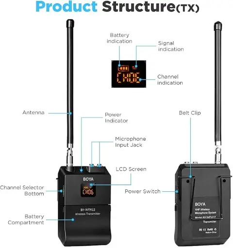 [NQ381] BOYA BY-WFM12 VHF WIRELESS MICROPHONE SYSTEM