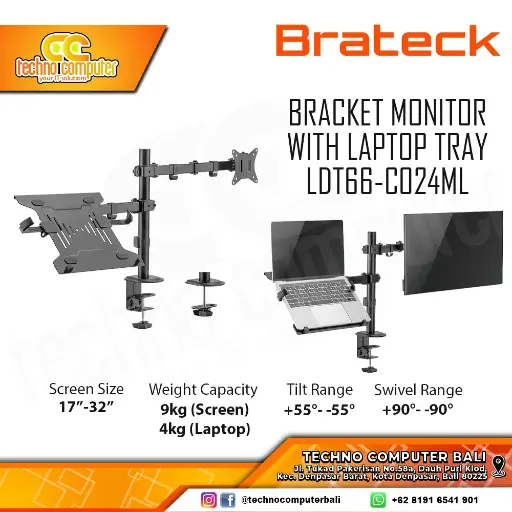 [NQ385] BRATECK STAND ARTICULATING MONITOR ARM LDT66-C024ML