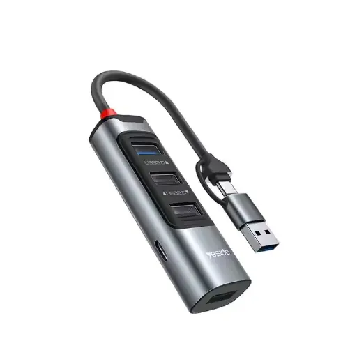 [NQ957] HB20 Yesido Max PD 100W Fast Charging Aluminum Alloy With USB 3.0 Fast Data Transfer 2 to 5 USB Hub