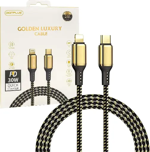 [NQ669] كيبل C312 DIGITPLUS 1.2M ذهبي TYPE C TO IPHONE