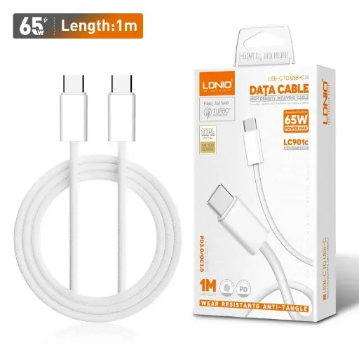 [NQ1250] LDNIO LC901 1 Meter 65W PD Type-C to Type-C Data Cable