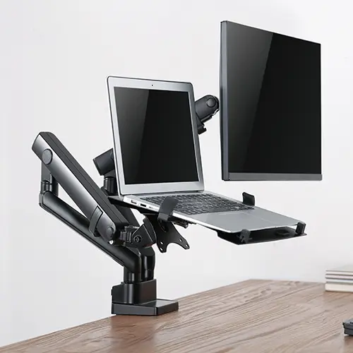 [NQ1264] LDT20-C024ML ALUMINUM SLIM SPRING-ASSITED MONITOR ARM WITH LAPTOP HOLDER