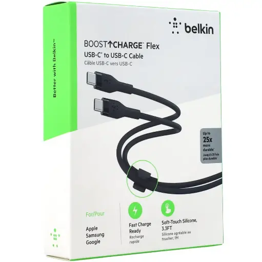 [NQ407] Belkin BOOST CHARGE Flex Silicone cable USB-C to USB-C 2.0 - 1M - BLACK