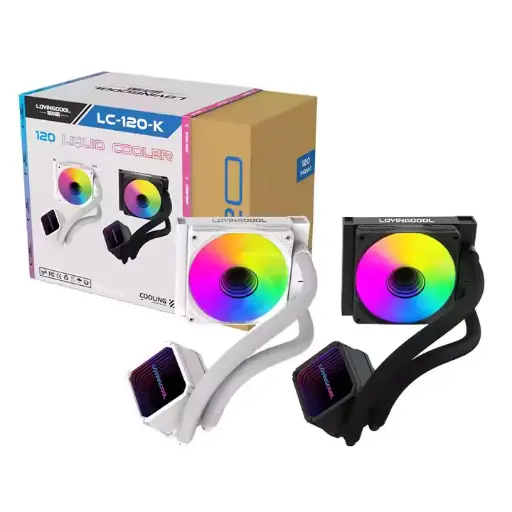 LOVINGCOOL LC-120-K- 120mm RGB AIO Liquid Cooler BLACK & WHITE