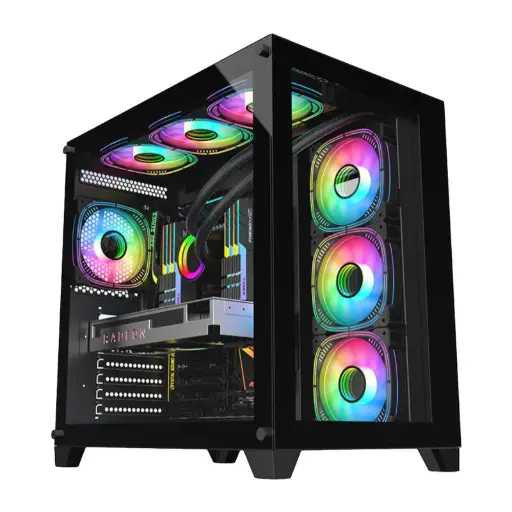 [NQ1448] Lovingcool Case  LC-HJF black  custom Double Glass Panel ATX Towers