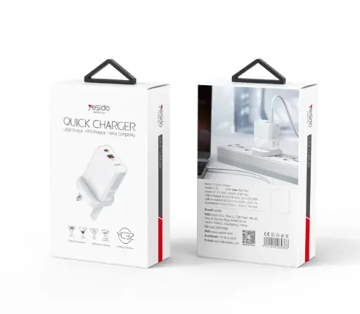 [NQ2721] Yesido YC32 Dual Ports Multifunction Portable Wall USB And PD Type-C Max 20W Charger & Adapter 