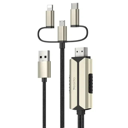 [NQ2699] Yesido HM14 2m FHD 3in1 to HDMI Kablo - Gold