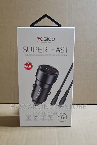 [NQ2718] Yesido Y54 60W Super Fast Car Charger and Type-C